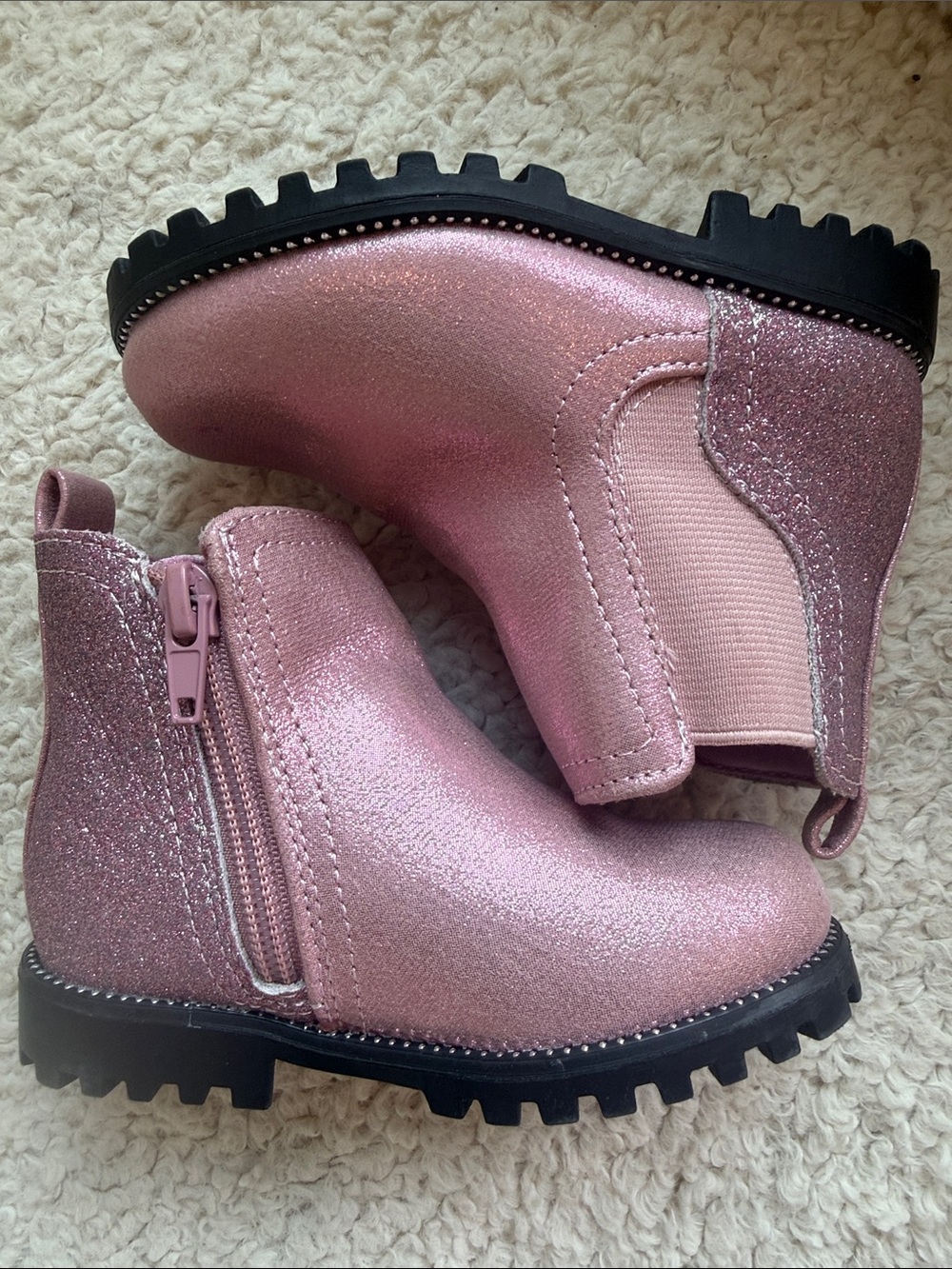 Maggie & Zoe Shimmery Pink Girls' Zip Ankle Boots